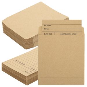 Enveloppes d'expédition en papier cartonné brun pour cartes postales, enveloppes de poche pour cartes de bibliothèque, pour l'école, le bureau, la bibliothèque publique, les livres - Product Image 1