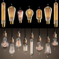 Ampoules Edison style antique en laiton et verre 25w 40w 60w E26 E27 110v/220v ST58 ST64 T45 G80 G95 G125