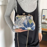 Sac de soirée brodé floral style décontracté, best-seller, avec chaînes à sequins, pochette bandoulière pour femme, idéal pour banquets et soirées habillées