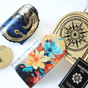 Étiquettes autocollantes pour bouteilles, emballages, flacons, pots pour bougies, rondes, personnalisées, en relief 3D, imperméables, en métal, autocollants personnalisés - Product Image 1