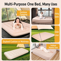 Ensemble canapé-lit carré en cuir PU, matelas gonflable pliable, design polyvalent pour salon, confort de couchage pour invités