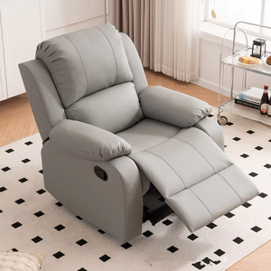 Contemporary Faux Leather <b>Recliner</b> Chair with Padded Arms and Button Operation for Living Room Use - Product Image 2