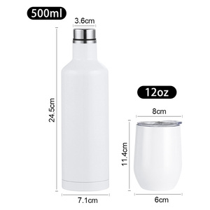 Vaso de Vino Tinto de 500 ml con Logotipo Personalizado, Juego de Caja de Regalo, Acero Inoxidable de Doble Pared, Revestimiento de Pintura Blanca, con 2 Vasos <span class=keywords><strong>para</strong></span> Huevos de 12 oz - Product Image 2