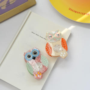 YJL vendita calda fantasia strass acetato per capelli artiglio 7.7 CM simpatico gufo animale capelli artiglio all'ingrosso di alta qualità per capelli pinza per le donne - Product Image 2