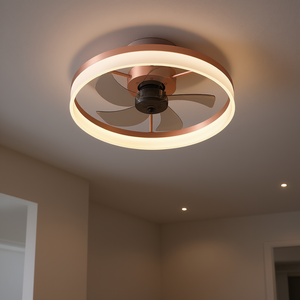 Ventilador de Techo LED Moderno, Color Oro Rosa, 3 Aspas, Motor DC, Regulable, Empotrado, con Control Remoto - Product Image 2