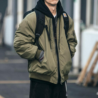 Blouson Bomber Homme Personnalisé Écologique avec Doublure Sherpa Coupe Slim Col Rond Vêtement d'extérieur Hiver Coupe-vent Respirant Chaud Décontracté