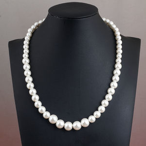 Collier de perles pour <span class=keywords><strong>maman</strong></span> verre imitation perle blanche perle ronde bijoux accessoires collier de chaîne de clavicule - Product Image 2