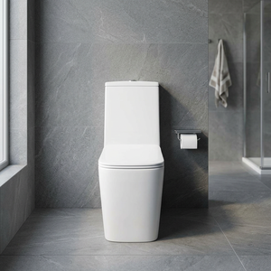WC monobloc moderne en céramique blanche, à poser au sol, pour salle de bain, sanitaires - Product Image 4