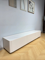 Ensemble de meuble TV et table basse blancs modernes et élégants avec rangement à tiroirs pour salons, matériau de panneau écologique