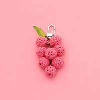 Porte-clés en peluche tricoté à la main au crochet, doux, imprimé UV, motif raisin de dessin animé, accessoire de jouet en forme de légume