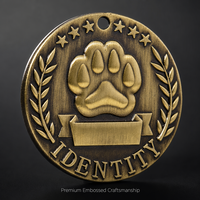 Placa de identificación para perros con huella de pata grabada con láser de aleación de zinc, etiqueta de identidad y llavero, para envíos internacionales