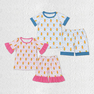 Ropa Infantil al por Mayor, Pijamas de Conejitos y Zanahorias para Hermanos, Ropa a Juego para Pascua - Product Image 1
