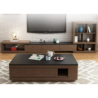 Ensemble Luxe Classique Meuble TV Table Basse Miroir Meubles en Bois pour Maison Salon Chambre Rangement Salle à Manger pour Hôtels