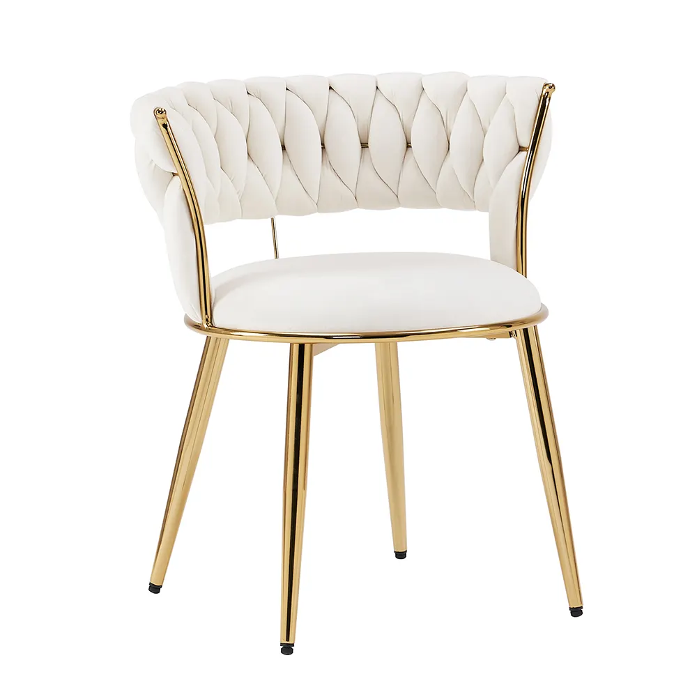 Modern Luxury White Velvet Upholstered Boucle Dining Chair For Home And Restaurant/Hotel Use