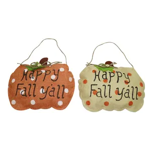 Wall Hanging Fabric Fall Decoration Harvest Pumpkin Day Holiday Gift Jute Hanging Ornament
