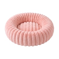 Coussin pour animaux de compagnie en peluche rayé, lit rond doux pour chat et chien, anti-anxiété, coussin de sommeil confortable pour animaux de compagnie de petite et moyenne taille, plusieurs couleurs