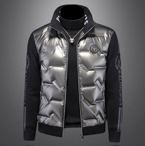 เสื้อแจ็คเก็ตดาวน์บุขนเป็ดผู้ชาย คอตั้ง สั้น สีเงิน รุ่นเยาวชน แฟชั่นทันสมัย ปี 2025 เสื้อโค้ทอุ่นๆ เงางาม - Product Image 2