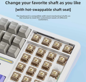 Teclado Mecánico para Juegos Aula F108 Gris-Blanco-Azul RGB Retroiluminado Programable de Tamaño Completo Anti-Ghosting Multimedia Nuevo USB para Portátil - Product Image 3