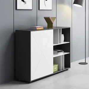 Jieao Office Storage Background Cabinet Wood Filing Cabinet With Sliding Door Office Partition Cabinet