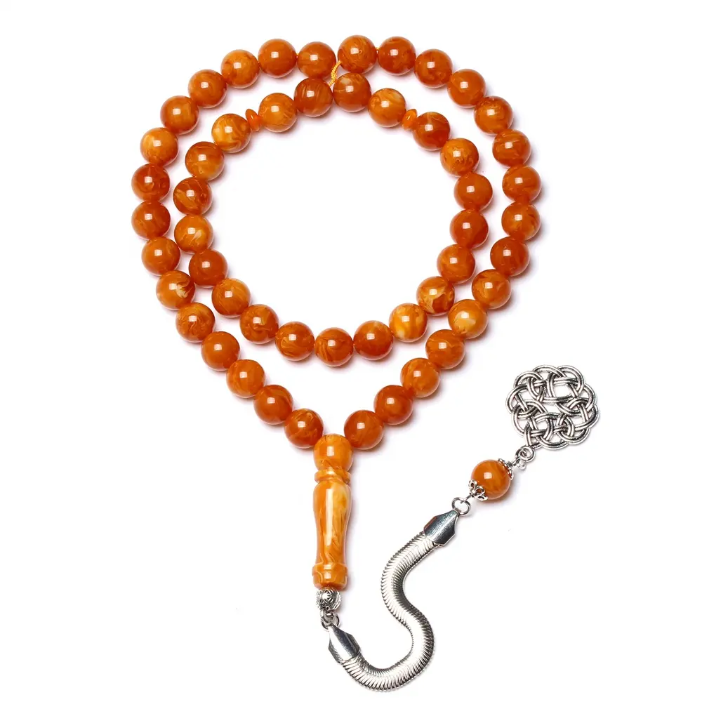 2022 personalizzato hajj dubai tasbih perline braccialetto 10mm 51 pz ambra artificiale rosario musulmano perline di preghiera subha tasbeeh tespih