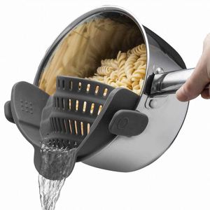 Passoire à pâtes en silicone à large ouverture, filtre à eau, panier d'égouttage à clipser sur le rebord de la casserole pour légumes et fruits - Product Image 1