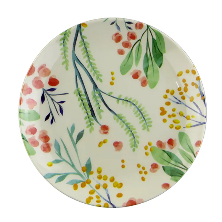 Wholesale Cheap 8.5 Inch Unbreakable Custom Floral Print Melamine Dinner Plate