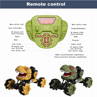 Juguete de camión monstruo con Control remoto para niños, juguete de simulación de dinosaurio, vehículo de derrape recargable, giros de Control remoto, coche acrobático de pulverización, 2,4G