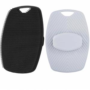 Eco Friendly Exfoliating Food Grade Silicone Oval Modern Body Scrubber Soft Bath Brush Shower Scrubber with <b>Hook</b> - Product Image 1