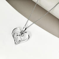 Fine Jewelry Collier pendentif coeur en argent sterling 925 plaqué rhodium Animal mignon pour chien de compagnie