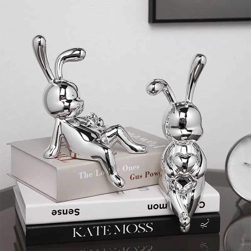 Cute creative not angry rabbit decoration home decoration light luxury high-end living room bookcase TV cabinet decoration