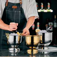 Seau à glace en acier inoxydable pour vin, champagne, bière, vodka – Refroidisseur de boissons épaissi pour bar, restaurant, KTV, hôtel, fête