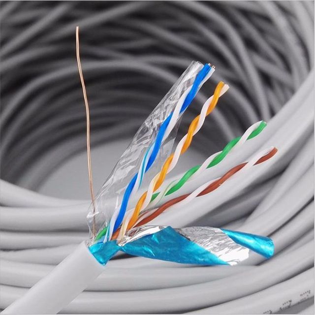 CAT6 FTP Shielded Ethernet Cable 100% Pure Copper 550MHz Anti-Interference 305m Solid Conductor PVC/LSZH Jacket Gold Plated RJ45