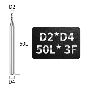 Cortador de alumínio de 3 sulcos cnc, 2 * d4 * 50mm, processamento de alumínio