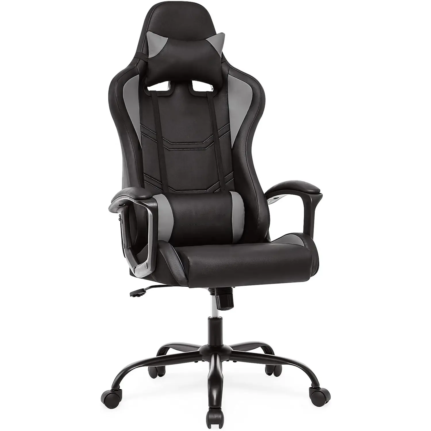 مقعد مكتب مريح الأكثر مبيعاً بوسادة غازية نظام تبريد كرسي يدور 360 درجة كرسي أسود من الجلد المدبوغ مع مسند للقدم