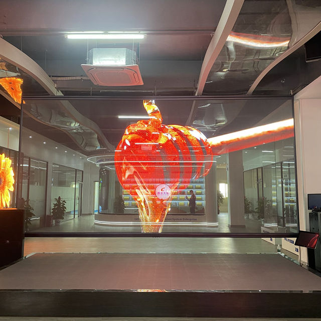 Flexible Transparent Holographic 3D LED Film Advertising Glass Adhesive Super Slim LED Screen Animation Text Video Wall Indoor