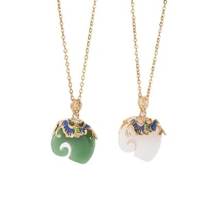 Collar con Colgante de Elefante de Jade Verde y Blanco de la Suerte Estilo Chino para Mujer, Cadena de Acero Inoxidable, Accesorios, Regalos - Product Image 5