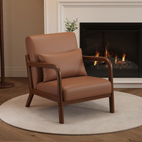 Sillas de Madera Maciza de Estilo Escandinavo Moderno y Japonés, Sofá Individual Informal con Tela Lavable Extraíble para Sala de Estar