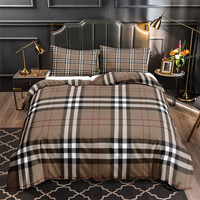 Juego de Ropa de Cama de Lujo con Diseño Clásico a Cuadros, Impresión Digital 3D Personalizada al por Mayor, Incluye Sábanas, Fundas de Almohada y Funda Nórdica