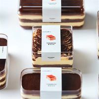 Conteneur d'emballage en plastique acrylique transparent personnalisé pour dessert au tiramisu, desserts sucrés, mousse au tiramisu, boîte à dessert
