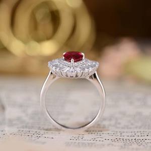 Bague Éternité All Fashion 1,5 Carat en Rubis de Laboratoire, Silicone, Goutte d'Eau Vintage, Plaqué Rhodium, Plaqué Or, Marque Célèbre pour Femme - Product Image 4