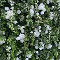 A48 Nouveau 3d 5d Mariage Vert Plantes Suspendues Panneau Mural Artificielle Roll up Roses Fleur Toile de Fond Murale Avec Blanc Rose Fleurs Mur