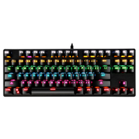 Touches de clavier filaire de jeu à 87 touches, clavier rond bleu, punk, rétro, lumineux et coloré, personnalisation OEM, 2021