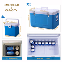 Glacière isotherme portable 3-en-1 en plastique PP/PE de 5L et 33L pour pique-niques et voyages, conservation des aliments