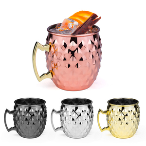 Mug Moscow Mule personnalisé à texture diamantée 550 ml en acier inoxydable SS304 pour bière et cocktails, vaisselle de bar, vente en gros, logo OEM - Product Image 4