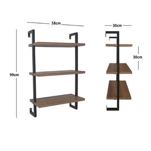 Estantes de almacenamiento de tuberías flotantes de pared rústica de 3 niveles, estante de exhibición de flores de madera de <span class=keywords><strong>Metal</strong></span> para sala de estar dirigido a propietarios - Product Image 3