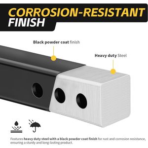Rehausseur de remorque MaxxHaul, récepteur de 2 pouces, élévation de 6 pouces, en acier allié, revêtement en poudre noir - Product Image 5