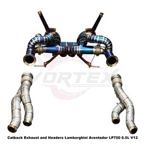 ระบบไอเสียแบบ Catback วาล์วทรอนิกส์ ไทเทเนียม พร้อมท่อ Downpipe และแผ่นกันความร้อน Vortex สำหรับ Aventador LP700 6.5L V12 สีฟ้าเบิร์นท์ - Product Image 3