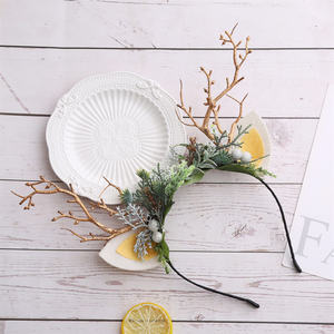 عيد الميلاد الغزلان قرن الوعل عقال مع الزهور قرن الوعل زهرة إكسسوارات الشعر للحفلات تأثيري حلي - Product Image 5