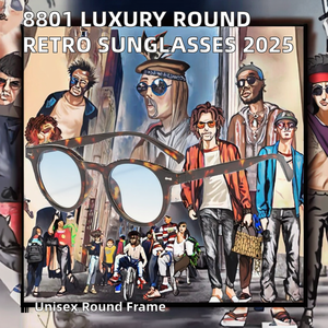 8801 Designer Luxury Brand Sunglasses 2025 Round Frame Custom Retro Trendy UV400 PC Women and <b>Men</b> - Product Image 2