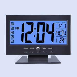 Réveil de bureau électrique à grand écran LCD, économique, avec rétroéclairage à commande vocale, fonction snooze, calendrier et température pour le bureau - Product Image 4